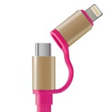 Кабель 2 в 1 Apple 8 pin/Micro USB (розовый)