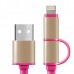 Кабель 2 в 1 Apple 8 pin/Micro USB (розовый)